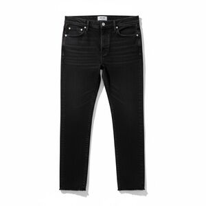 Agolde Toni Mid Rise Straight Frayed Raw Hem Jeans Denim Black Size 30